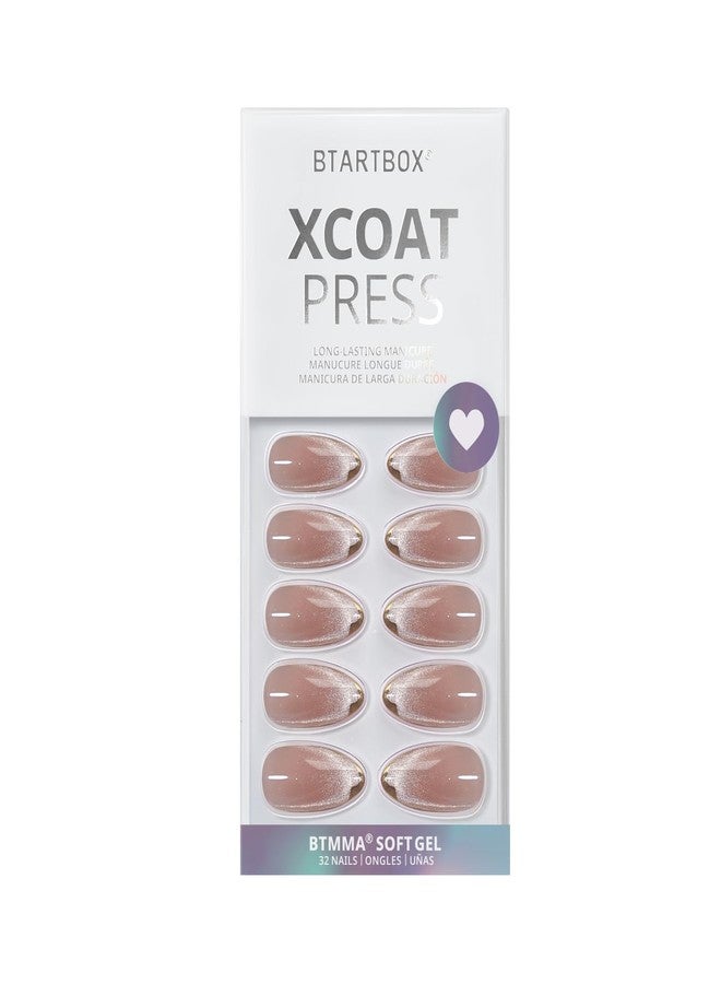 BTArtbox Press On Nails Almond - Knightshield, Cat Eye Press On Nails Medium Fake Nails with 3D Sculpting Metallic Design, Supremely Fit & Glossy Glue On Nails in 16 Sizes, 32 Stick On Nail Kit - Image 3